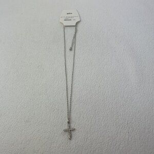 Pure Expressions Cross Pendant Necklace Hypoallergenic 18" Silver Tone